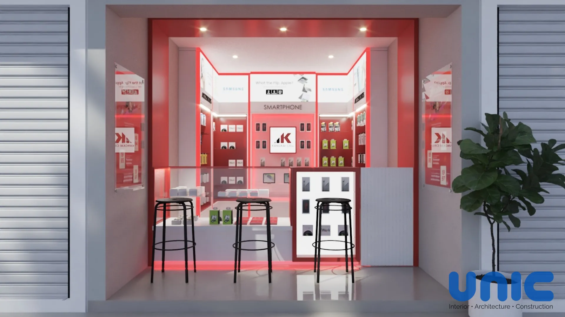 Desain Interior Konter Pulsa Modern Surabaya: Inovasi Retail 3x4 yang Kontras & Menarik