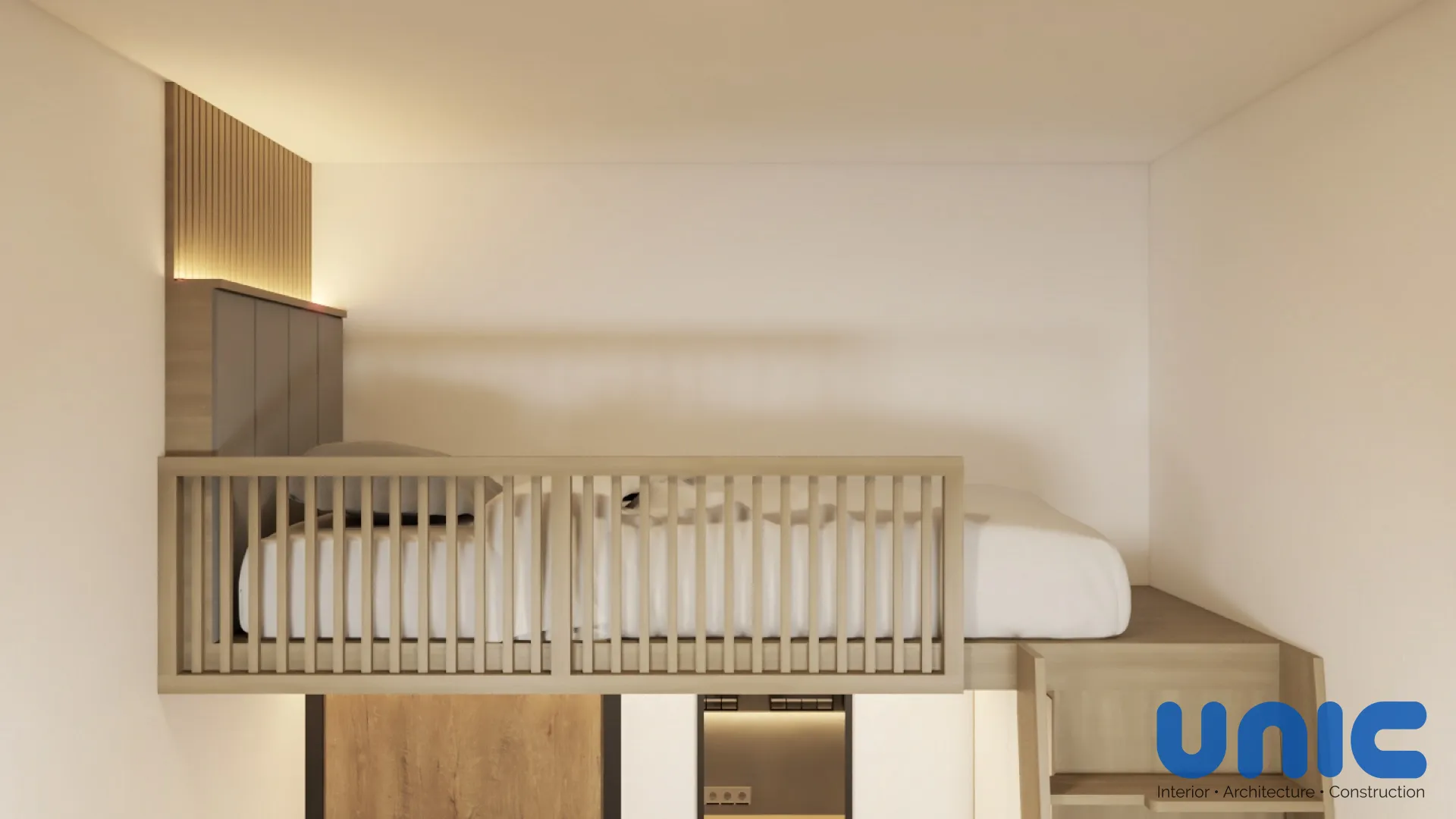 Desain Interior Inspirasi Desain Kamar Mezzanine 2x2: Ruang Kerja Gadget Repair & Kamar Tidur Minimalis Surabaya Surabaya