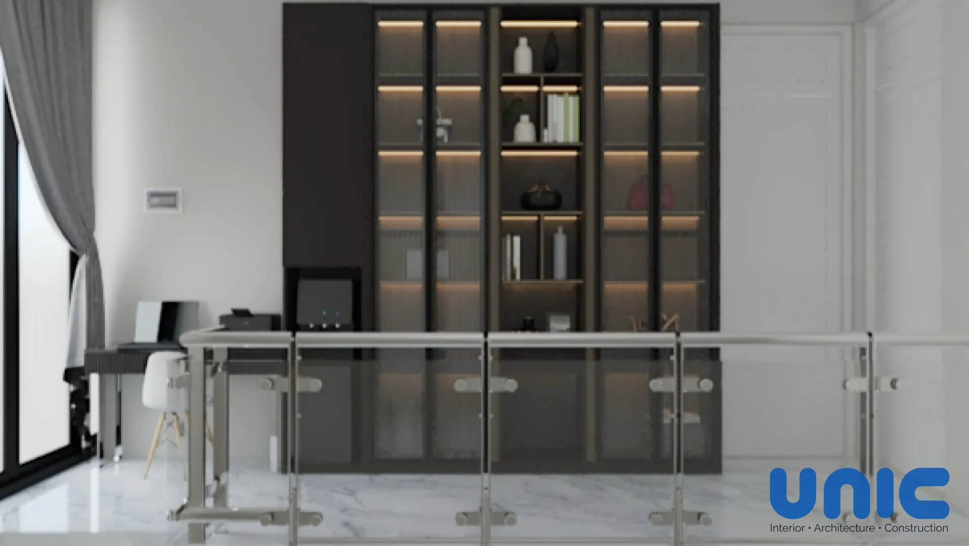 Interior Pakuwon City Aruba Villa Surabaya: Transformasi Lorong Menjadi Kabinet Pajangan & Meja Kerja Mewah